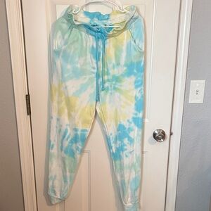 INC International Concepts Tie-Dye Jogger Pants - Blue, Green & Yellow